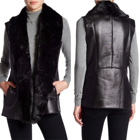 Dolce Cabo Jackets & Blazers - NWT Dolce Cabo Shearling Vest Faux Fur Vegan Blk S